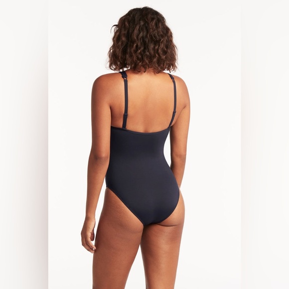 Eco Essentials Spliced One Piece Sea Level Swim Australia Size 10 Navy - Picture 3 of 5